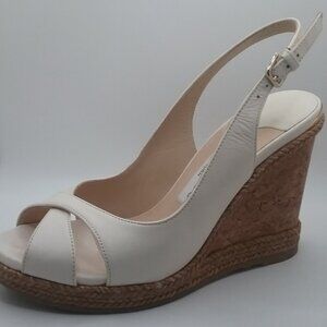 Jimmy Choo Off-White Wedge Sandals, EURO size 36 1/2, US size 6